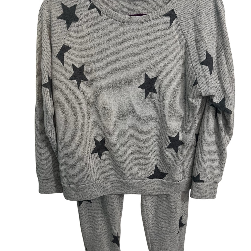 Blue B Collection Gray Set with Black Star Pattern Lounge Set Women Size Medium